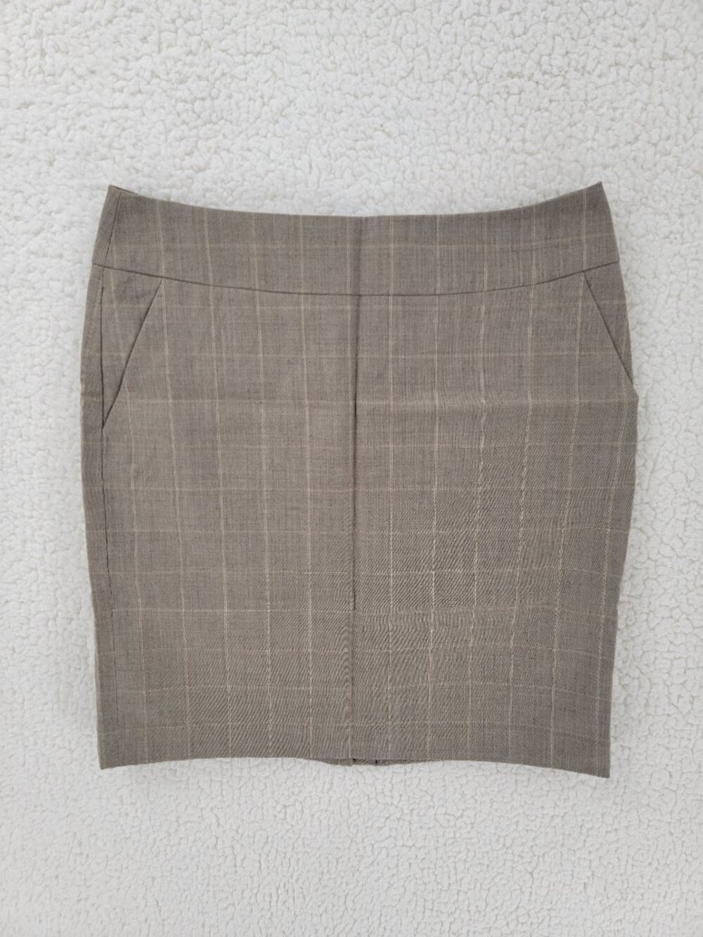 Banana Republic Brown Plaid Mini Pencil Skirt Double Button Waist Size 8